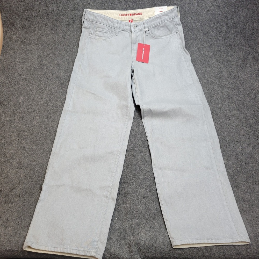 Lucky Brand Jeans Womens 10/30 Gray  Denim Light Wash Relaxed The Baggy Wide Leg